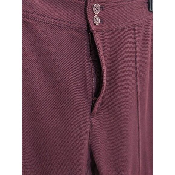 Maeve by Anthropologie Seamed Flare High Rise Cropped Burgundy Pants US 6 - Picture 7 of 10